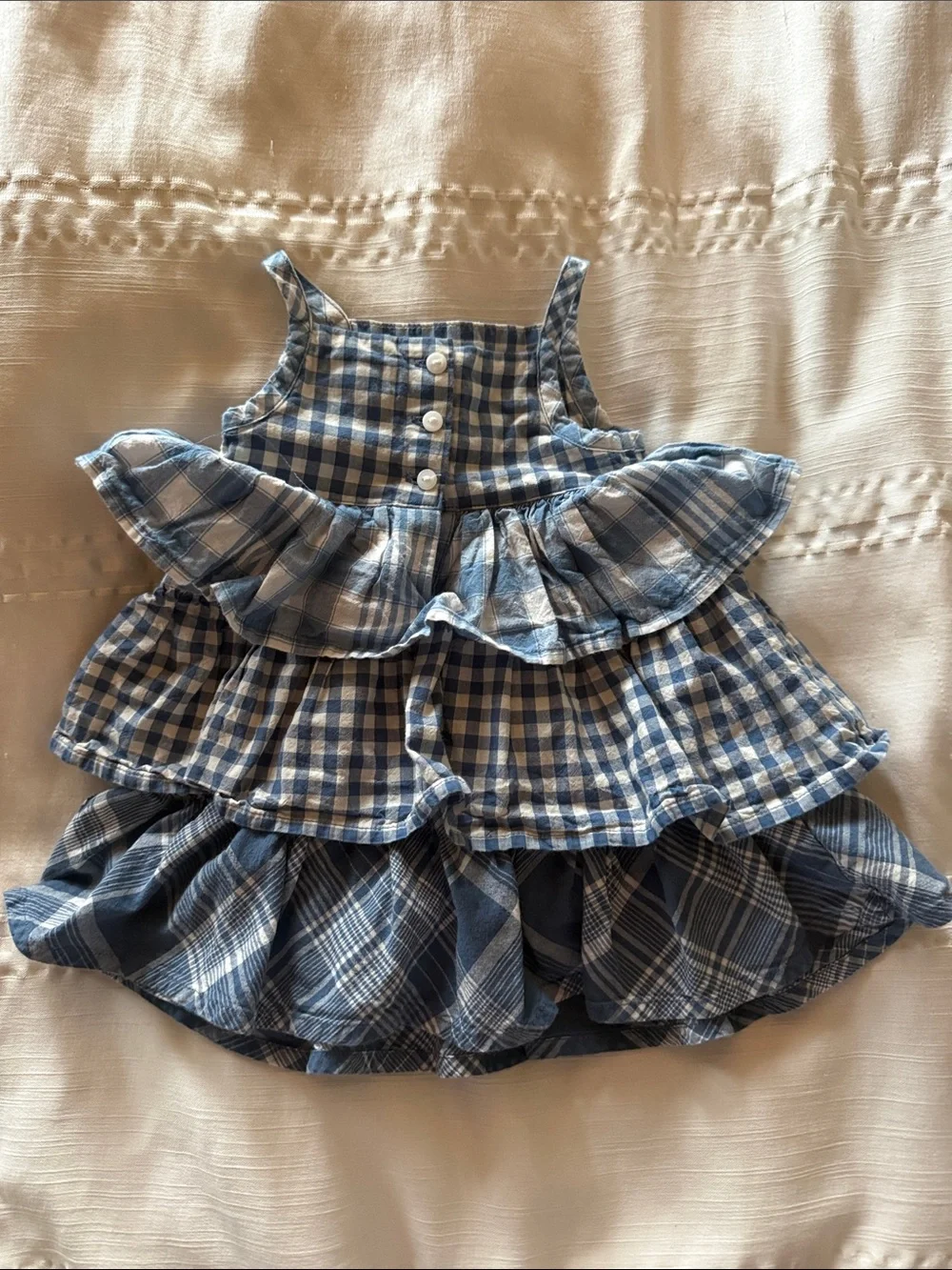 Ralph Lauren Blue & White Gingham Tiered Sundress Baby Size 3M